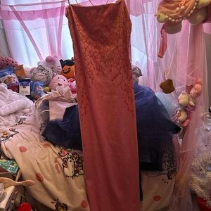 long pink prom dress